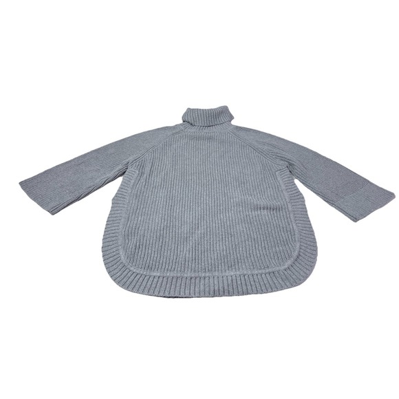 Ugg Poncho Women's Medium Grey Chunky Knit Cowl Neck Sweater Cotton 1k - Picture 3 of 13